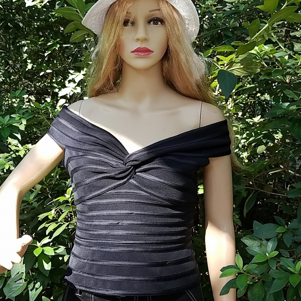 JS collection black v top blouse size 8